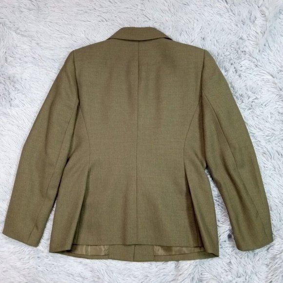 Le Suit Essentials Womens Suit Jacket Blazer Green Petite 6P Button Lined Pocket - Picture 2 of 10